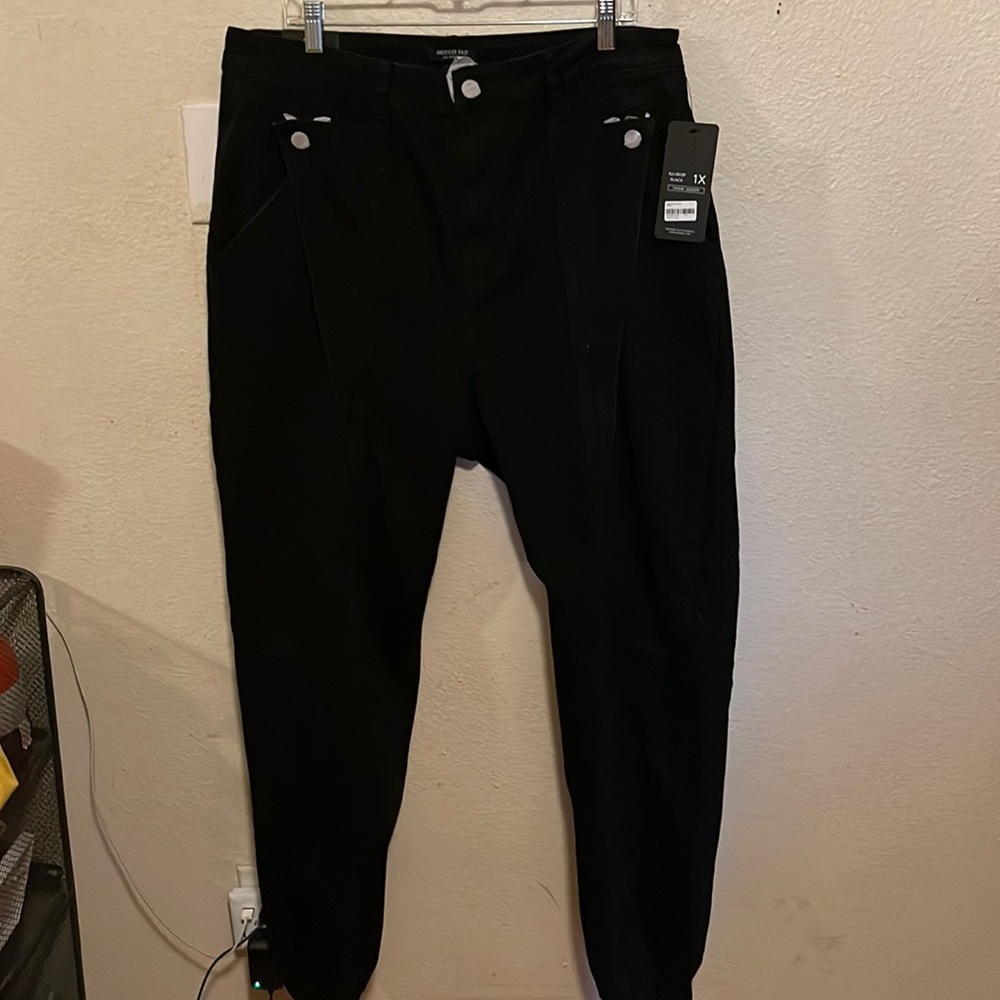 American Bazi solid black jogger jeans NO HOLES-1X NWT
